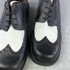 Kenneth Cole REACTION Black White Wingtip Spectator Shoes Men 10.5 Brogue Oxford